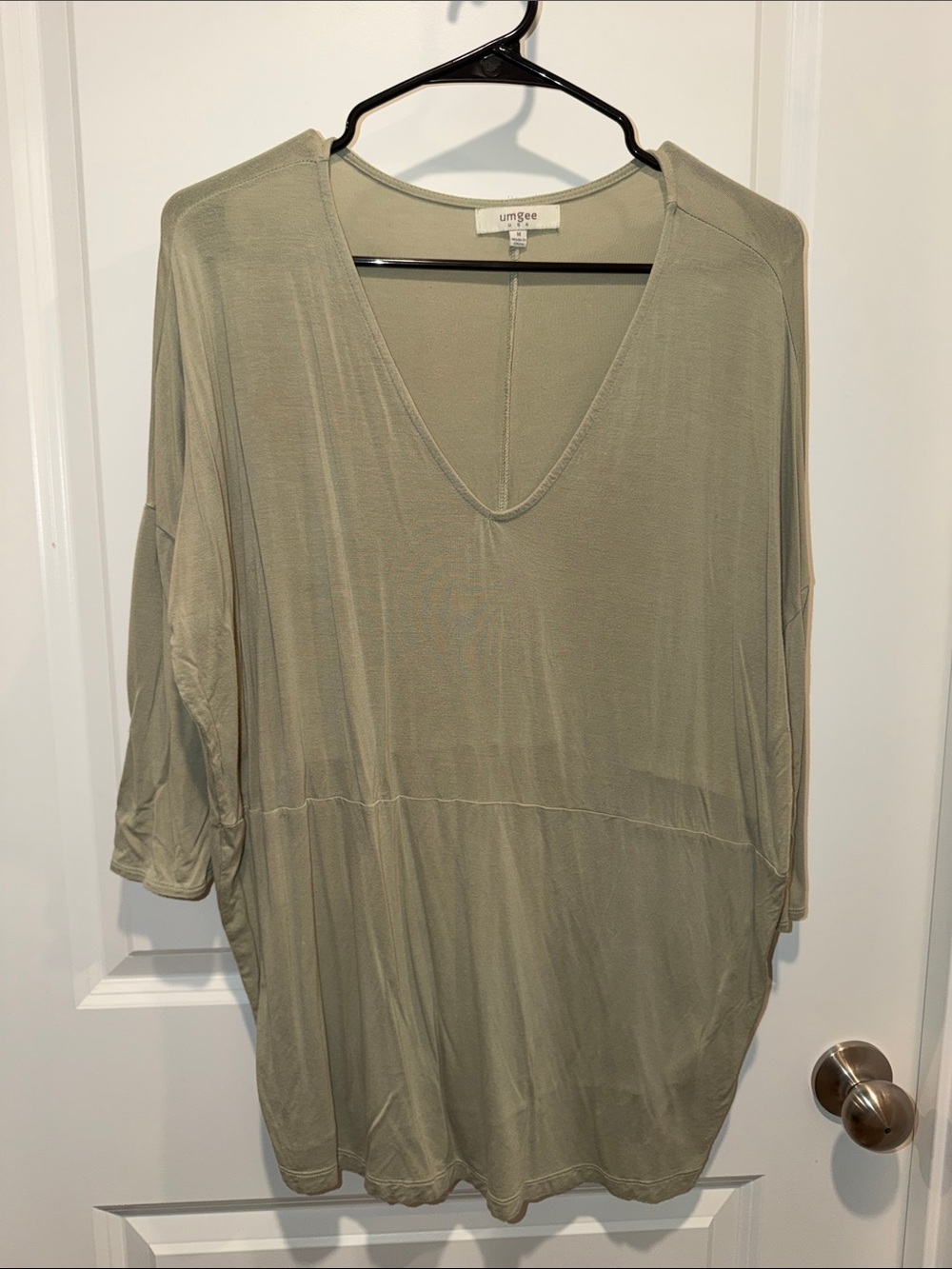 Umgee Relaxed V-Neck Olive Top